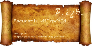 Pacurariu Árpád névjegykártya